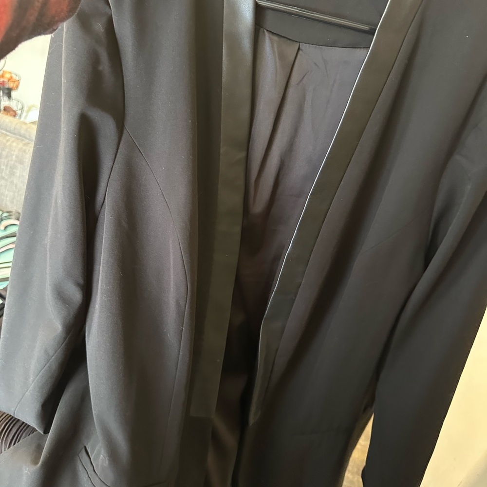 Torrid Black Blazer with leather accent